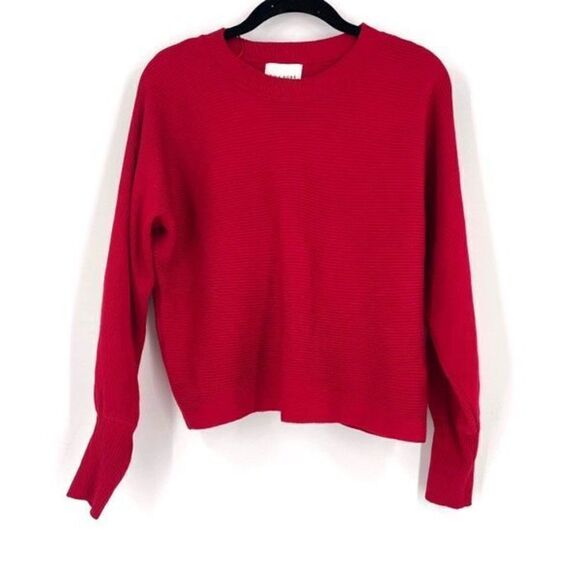 NWT Pink Rose Women's Ribbed Knit Long Sleeve Pullover Sweater Red Size Large - Picture 1 of 9